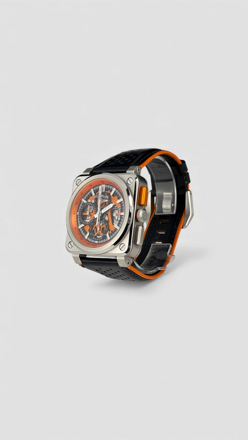 Bell &amp; Ross BR 42mm Skeleton Chronograph – Black Leather, Swiss Made Luxury