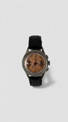 Vintage 1940s Automatic Watch | Swiss Steel Case, Black Leather Strap