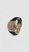 Vintage 1940s Automatic Watch | Swiss Steel Case, Black Leather Strap