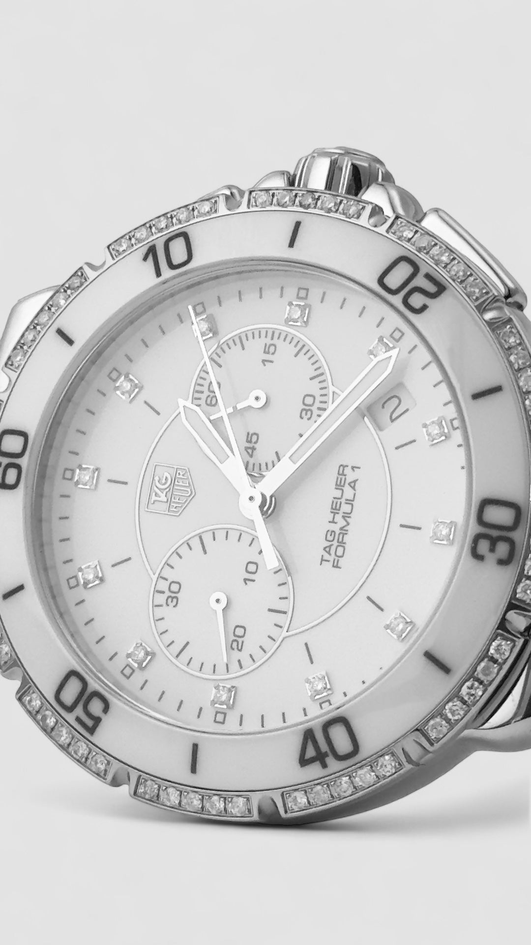 TAG HEUER FORMULA 1 STEEL WHITE CERAMIC DIAMOND LADIES 41MM QUARTZ WATCH TAG Heuer Formula 1 Diamond Ceramic Steel Quartz Watch for  main image 4